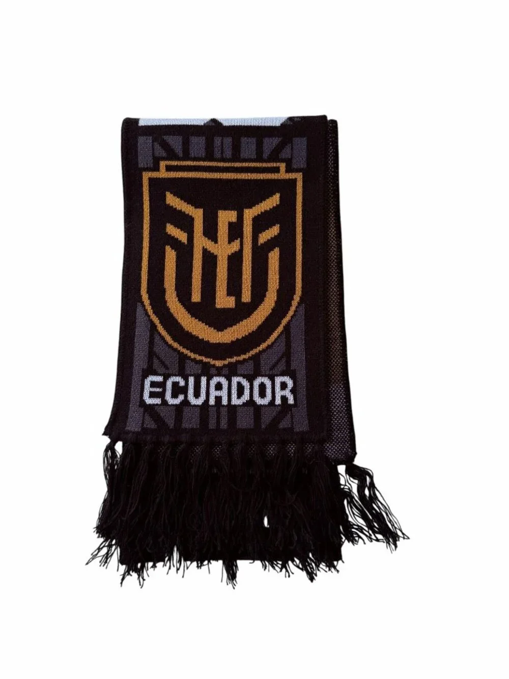✨Handmade Soft Wool Scarf Ecuador La Tri Soccer Fan Gray Geometric 1.56m*80cm